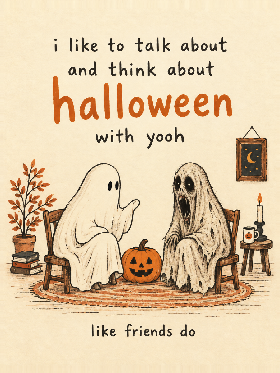 i like to talk about and think about halloween with yooh card